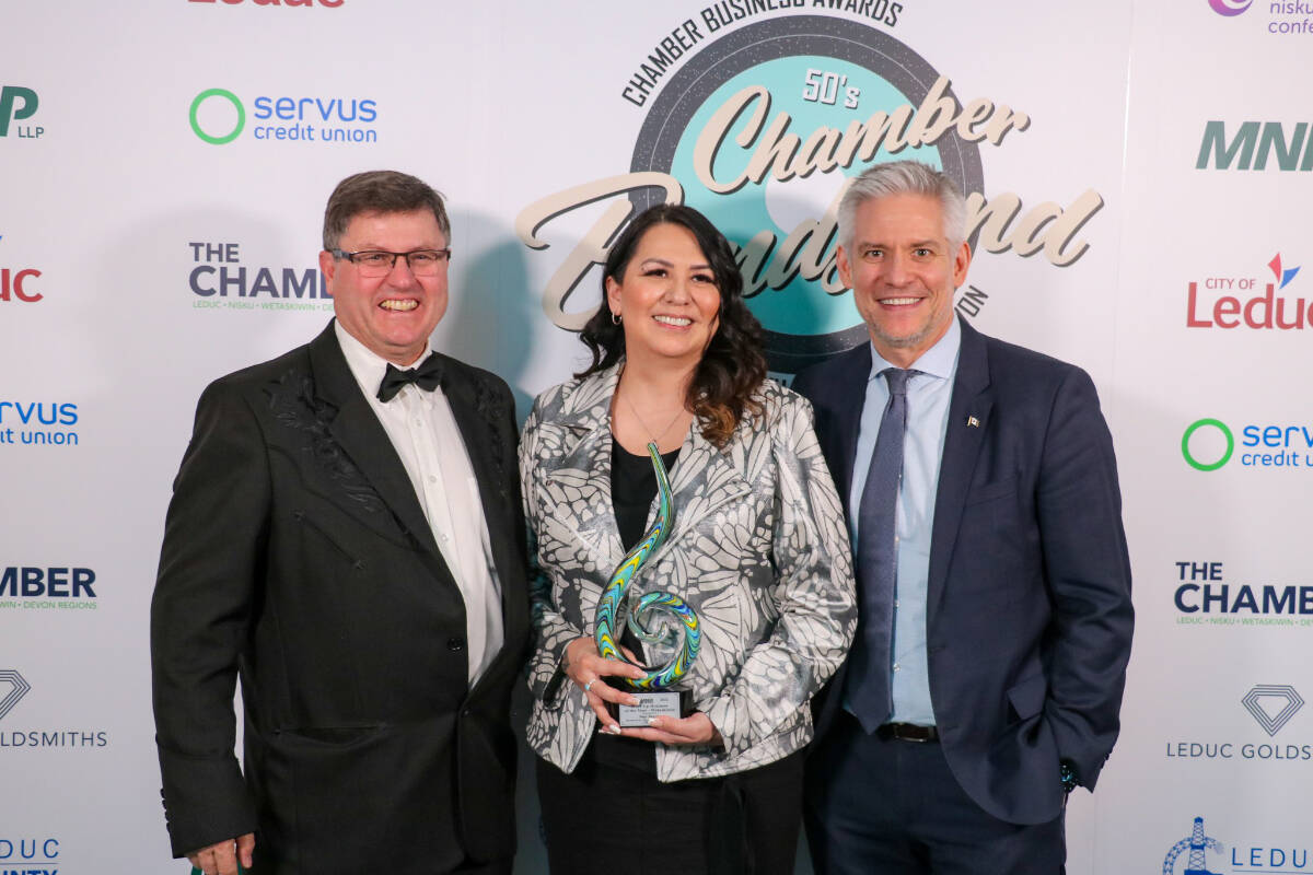 Danielle ..., owner of Sage Beauty, was named Start-up Business of the Year - Wetaskiwin by the Leduc, Nisku, and Wetaskiwin Regional Chamber of Commerce. Photo courtesy Leduc, Nisku, and Wetaskiwin Regional Chamber of Commerce