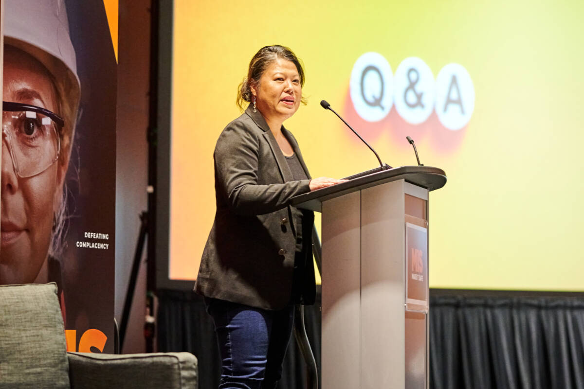 CMHA, Vancouver-Fraser CEO Ruby Ng addresses last year’s Make It Safe Vancouver about the importance of mental health in the workplace. This year’s conference runs Oct. 13 in person and online Oct. 26 and 27. Photo courtesy the Manufacturing Safety Alliance of BC