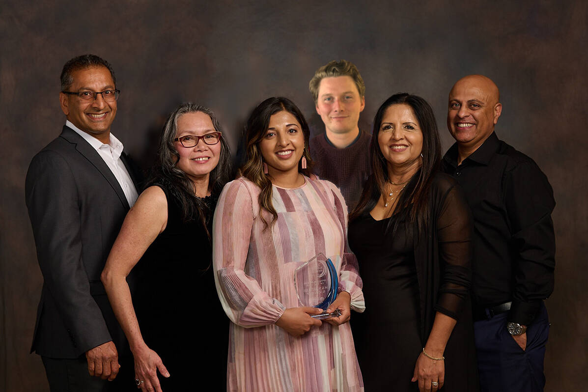 From left: Mark, Theresa, Natasha, Liam, Neelam and Sukh from M&N Mattress and Sofa Gallery in Parksville.