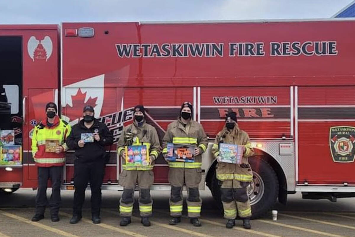 Wetaskiwin firefighters will be at Canadian Tire Dec. 2, collecting toys for local children. Wetaskiwin Fire Department photo