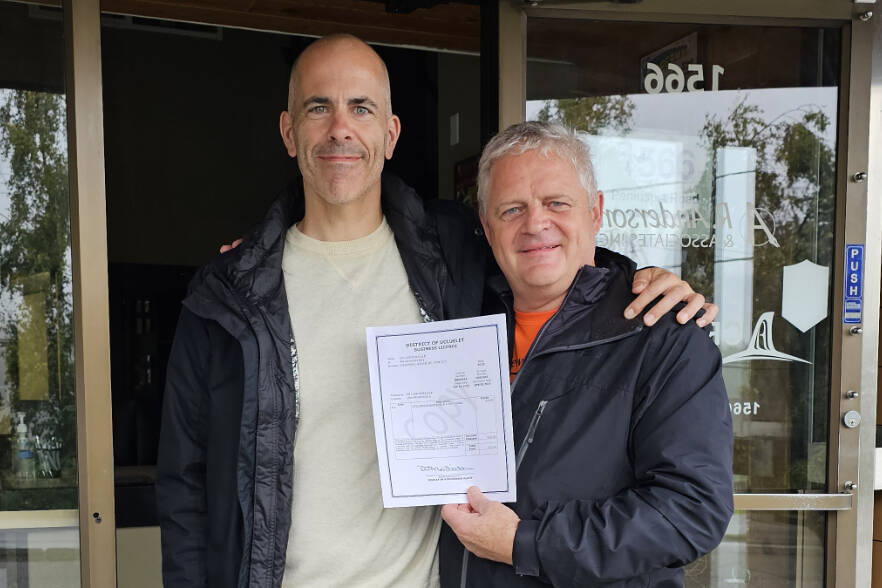 Lawyers Craig Stewart and Lyle Carlstrom at the opening of CR Lawers in Ucluelet. The local team is pleased to provide legal services to the Island’s west coast communities. CR Lawyers photo