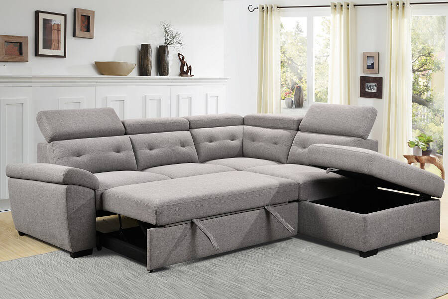 A comfortable, stylish and oh-so-practical media sleeper does double-duty as a couch and guest bed. Photo courtesy Dodd’s Furniture and Mattress
