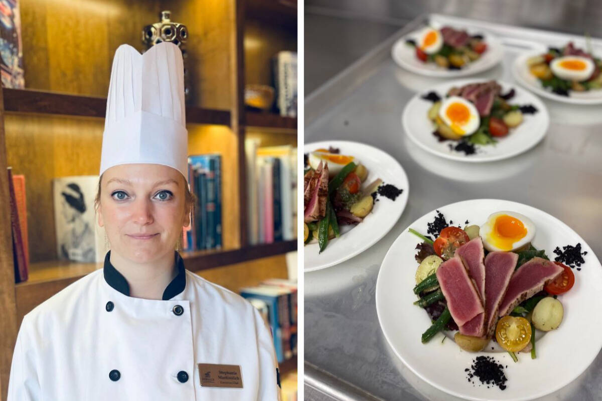 (Left) Executive Chef Stephanie Martinolich and (Right) a look at some of the mouth-watering entrées available at Berwick by the Sea.