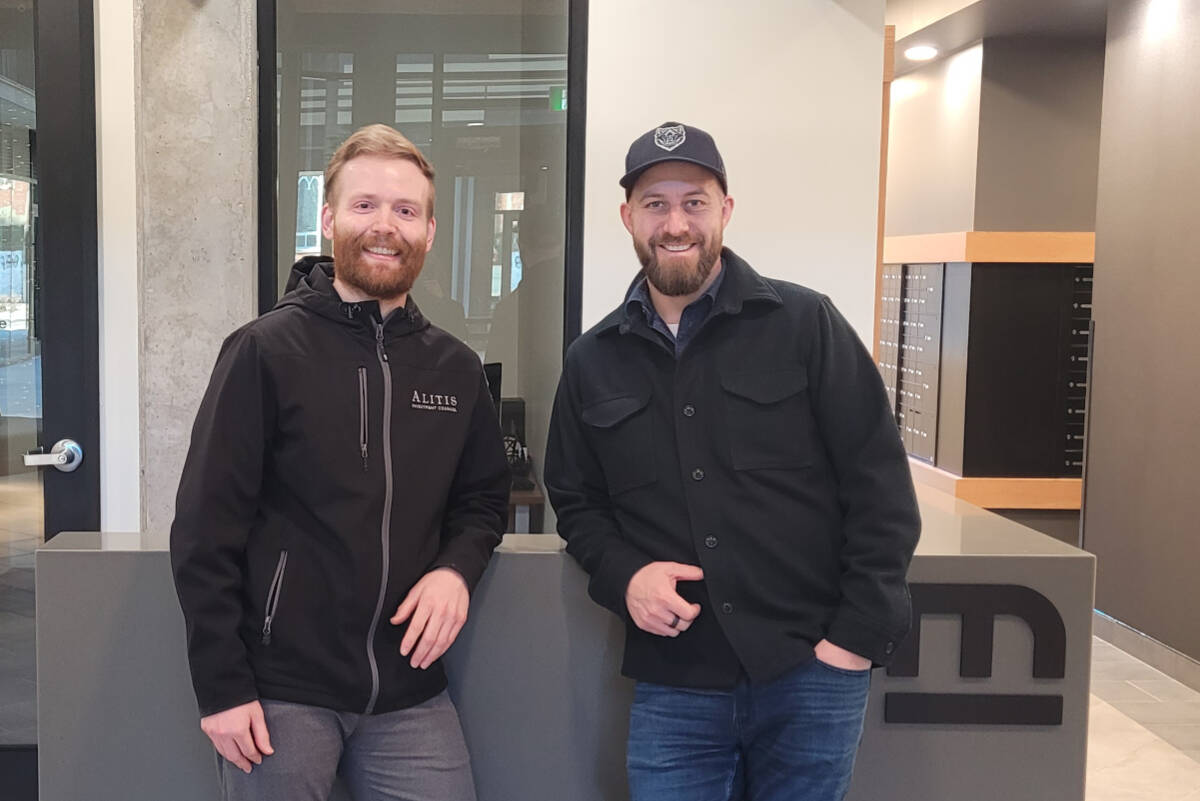 Alitis portfolio manager, Harrison Brown (left) with Autograph president, Henry Edgar (right) in the lobby of Mercury Block, one of Alitis’s multi-family dwellings in Alberta.