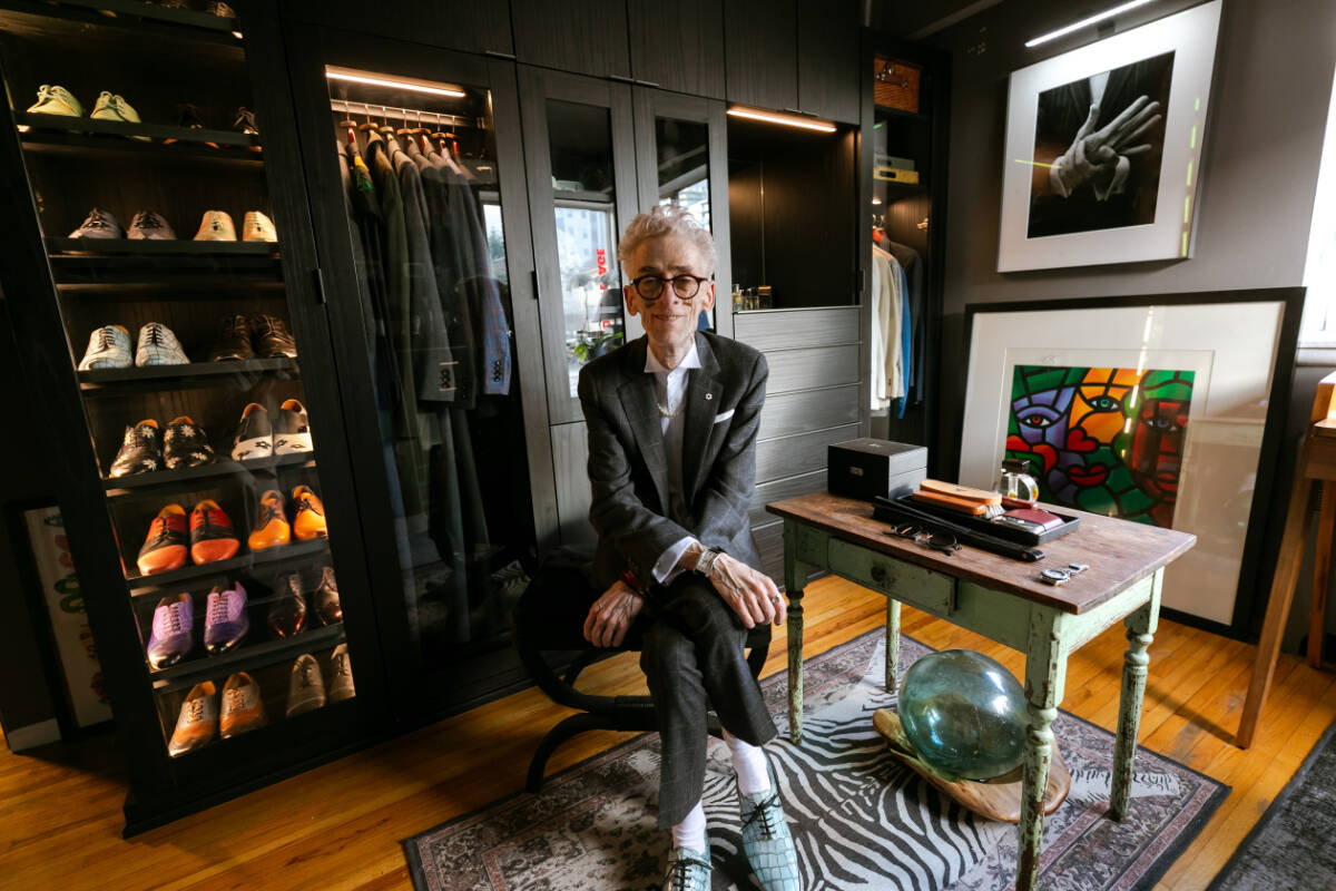 California Closets created custom storage solutions for beloved Vancouver-based artist Joe Average, including pantry, office and linen closets, and bespoke solutions for Average’s extensive Fluevog shoe collection. Photo courtesy California Closets
