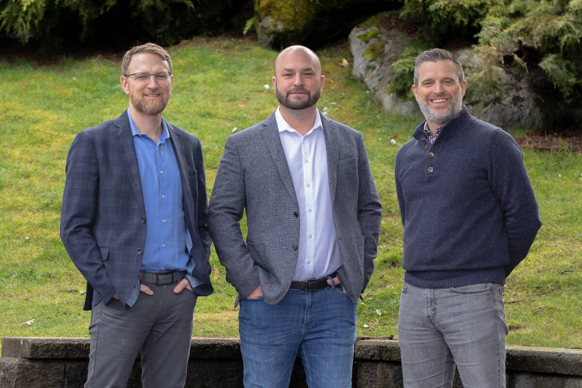 Benjamin Eggen, Garret Gildersleeve and Daniel Marley, with Island Savings and Aviso Wealth in Nanaimo. Photo courtesy Island Savings and Aviso Wealth in Nanaimo.