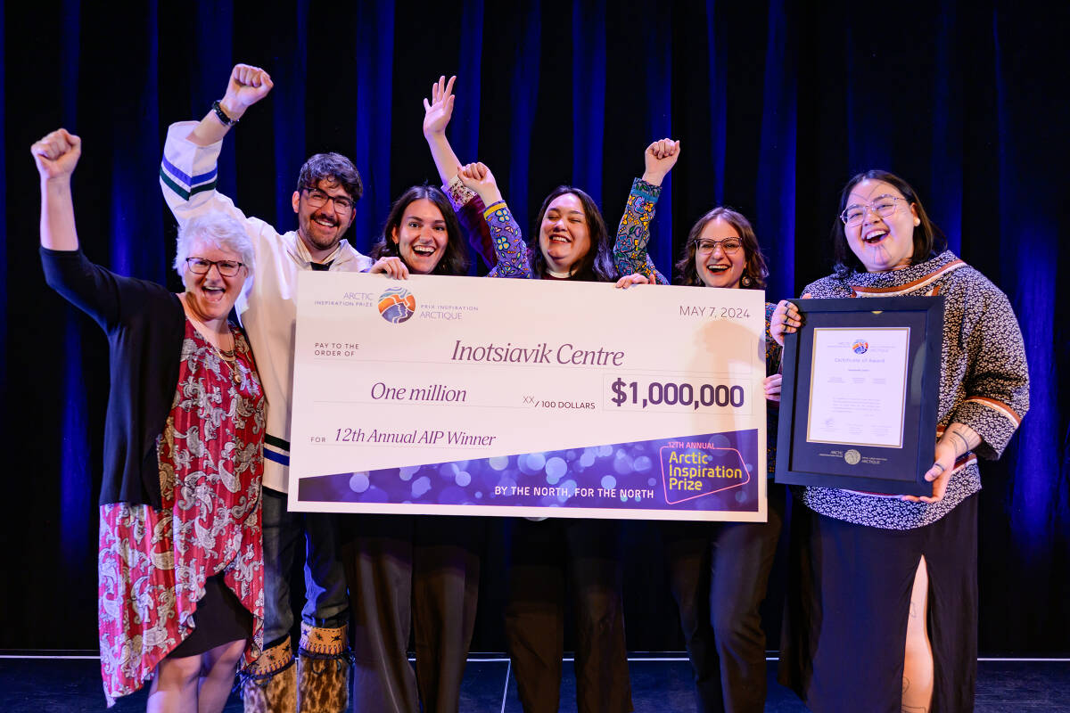 $1 million prize winners Inotsiavik Centre receive their cheque at the awards ceremony. Photo by Alistair Maitland