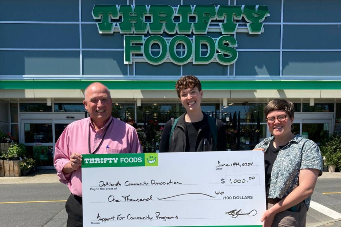 “Supporting food security initiatives is crucial because a thriving community is one where everyone has access to nutritious food,” says store manager at Thrifty Foods Hillside, Gordon Simons. Photo courtesy of Thrifty Foods Hillside.